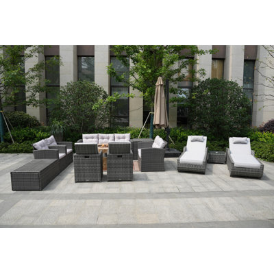Almanza 11 - Person Patio Conversation Set with Cushions