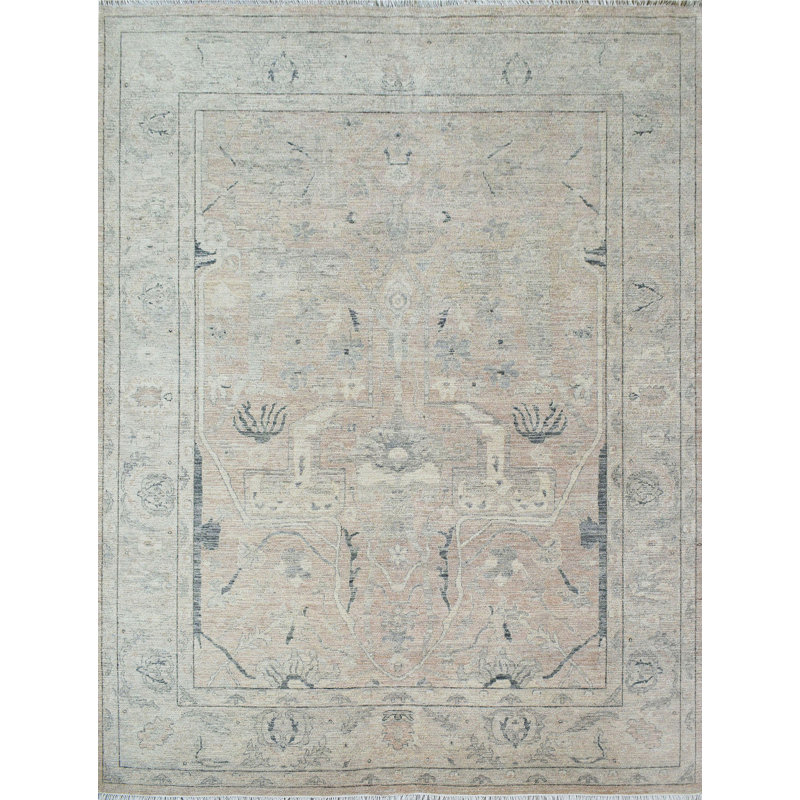 Hand Knotted Wool Geometric Indoor Rug, Rectangle 6' x 9'