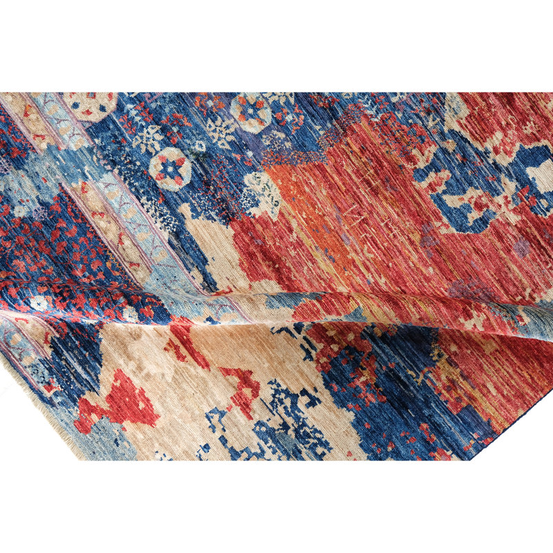 Hand Knotted Wool Area Rug in Multi