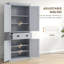 Multi-Storage Mid-Century Kitchen Cabinet - Grey