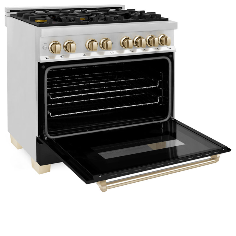 ZLINE Autograph 36" Legacy Dual Fuel Range w/ 6 Burners, Polished Gold