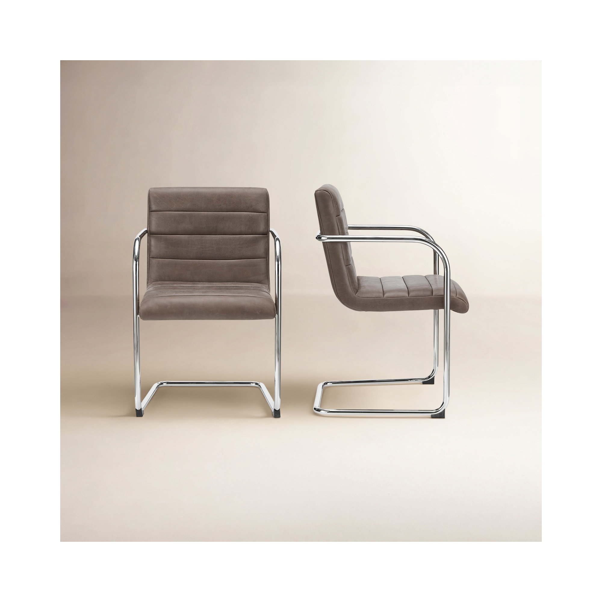 Pedro Dining Chair Green Mohair Set of Two, Dark Brown