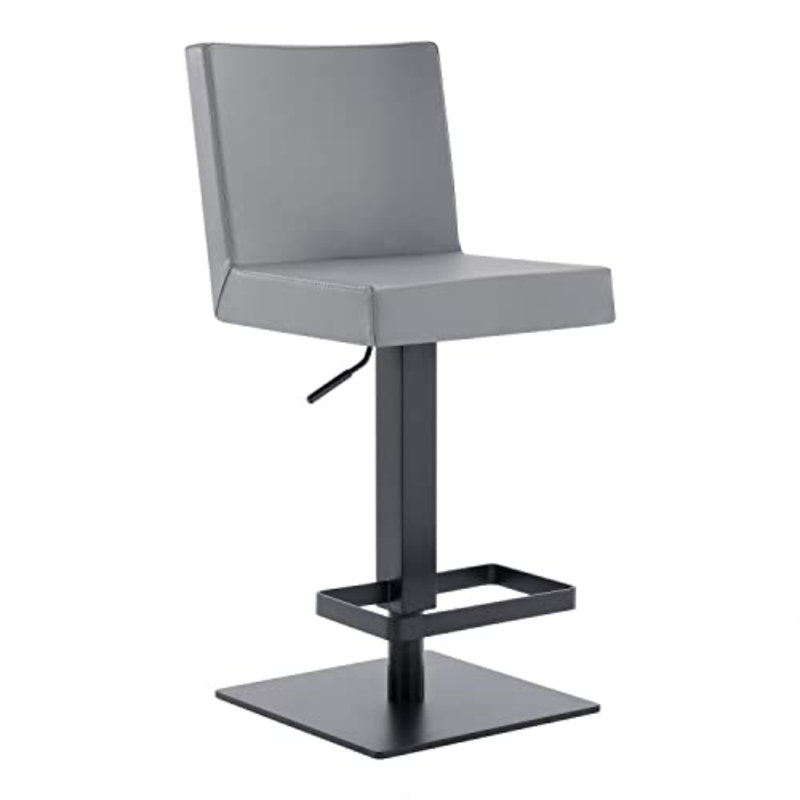 Tabouret de bar Bucoli, Noir mat, Gris