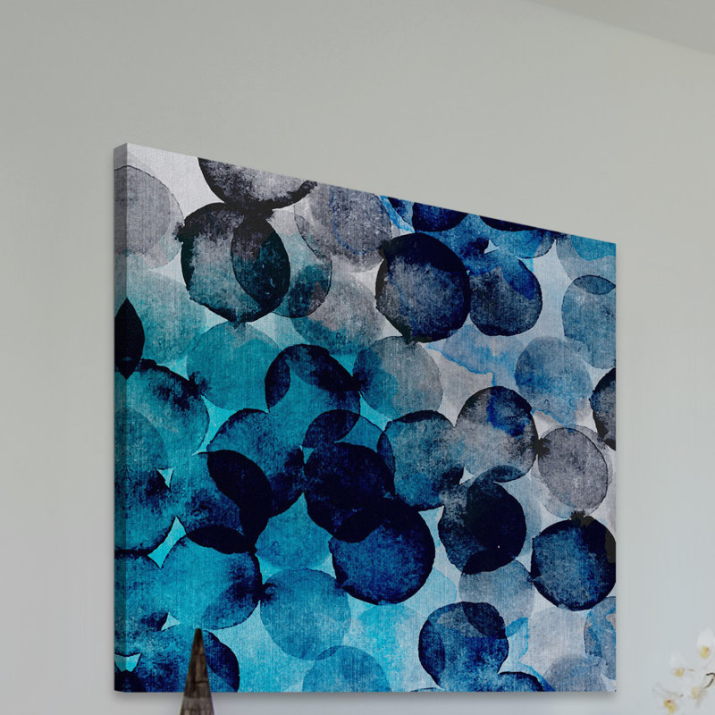 « indigo bubbles », reproduction d’art sur toile tendue, H 32 po x l 32 po x P 1,5 po