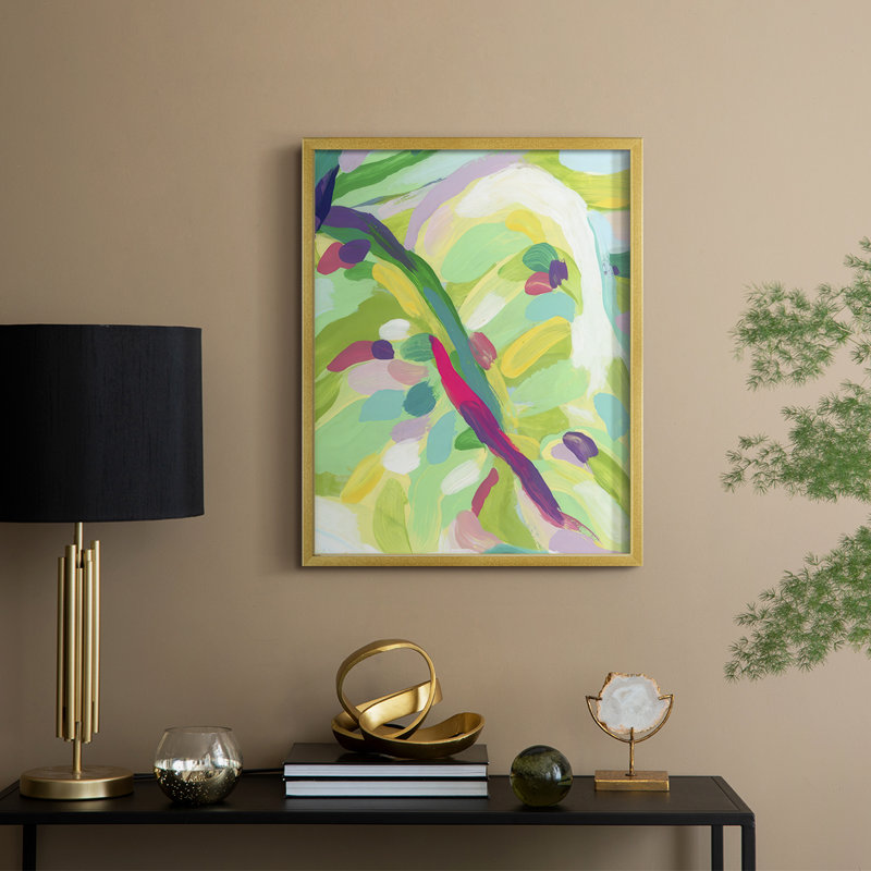 «Bright Tropical Abstraction VI», H 11 po x l 9 po, Doré