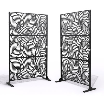 Stanaford 6.3 ft. H x 4 ft. Outdoor Metal Privacy Screen with Large Leaf Flat Pattern Design