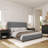 Phan Modern Textured Corduroy Upholstered Platform Bed with Wingback Headboard-667774644-667774600