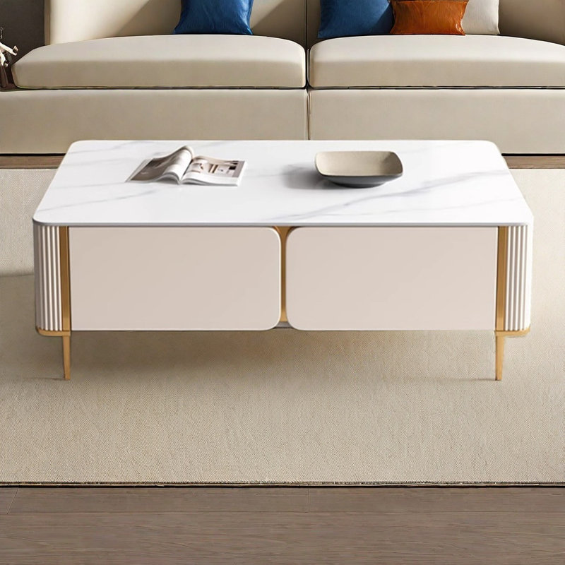 Light luxury wind rock panel coffee table, 16.5" H x 51.2" L x 27.6" W