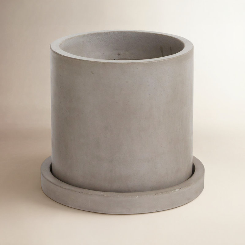 Lemont Concrete Pot Planter, 12.25" H x 14" W x 14" D