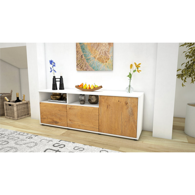 Wyss Unfinished TV Stand for TVs up to 60, Oak / Matt White