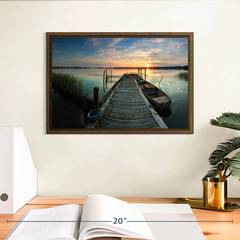 Fishing Trip, 13" X 9", Floating Frame Walnut