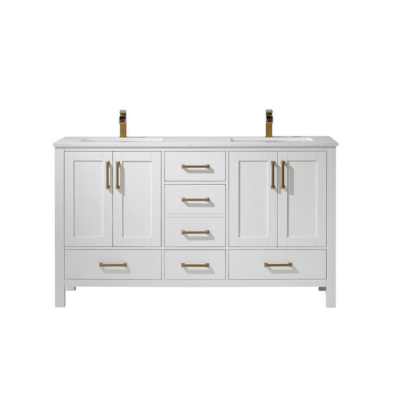 Ensemble de meuble-lavabo double 60 po Shannon, Blanc