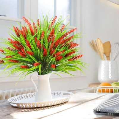 20 Bundles Artificial Flowers for Outdoors, Fake Lavender Flowers Monkey Grass Faux Plastic Plants Shrubs UV Resistant for Porch Garden Window Box Office Home Decorations