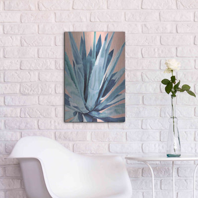 Luxe métal art «Agave with Coral» par Alana Clumeck «Agave with Coral» par Alana Clumeck - Peinture sur