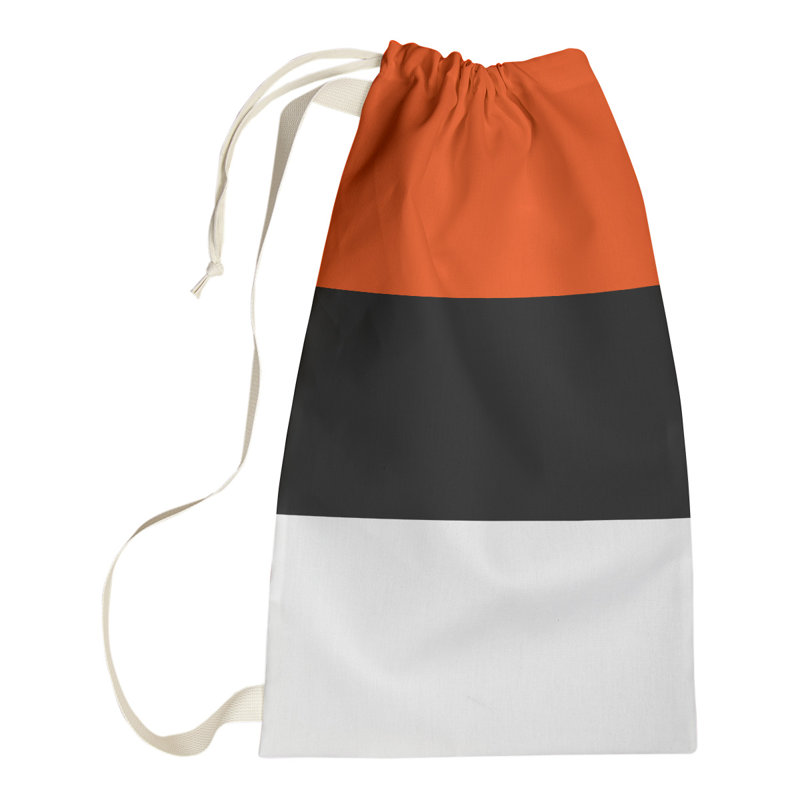 Fabric Laundry Bag with Handles, 29" H x 18" W x 1.5" D, Orange/Black/White