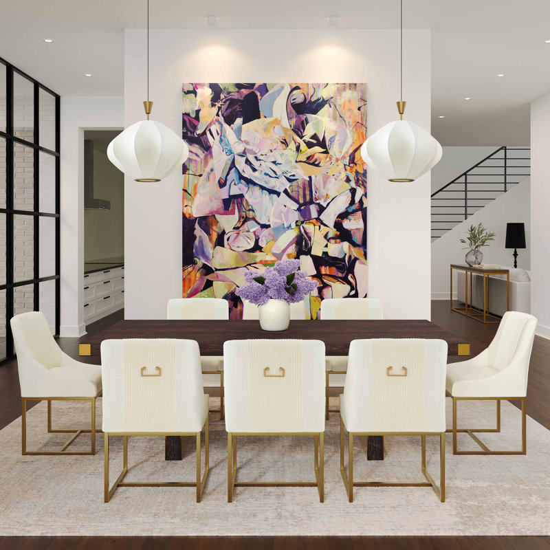 Robicheaux Pleated Velvet Dining Chair, Cream