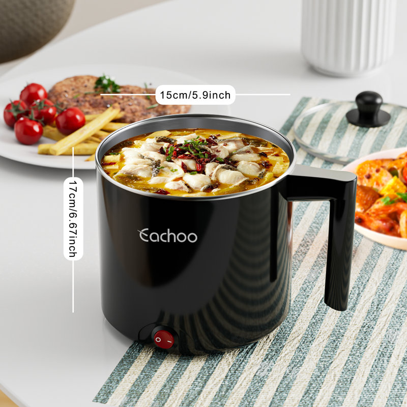 Casserole électrique - cuiseur Ramen 1L, mini pot multifonctionnel portatif pour nouilles, soupe, cuiseur antiadhésif avec protection contre l'ébullition à sec pour dortoir, bureau