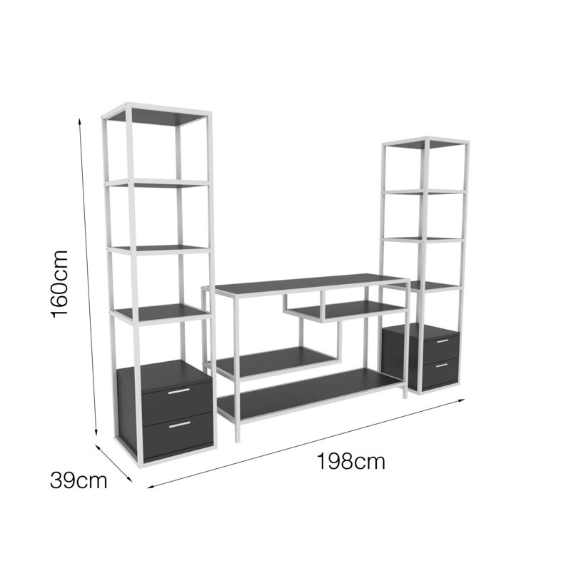 Dpisan Unfinished TV Stand for TVs up to 88", White/Anthracite