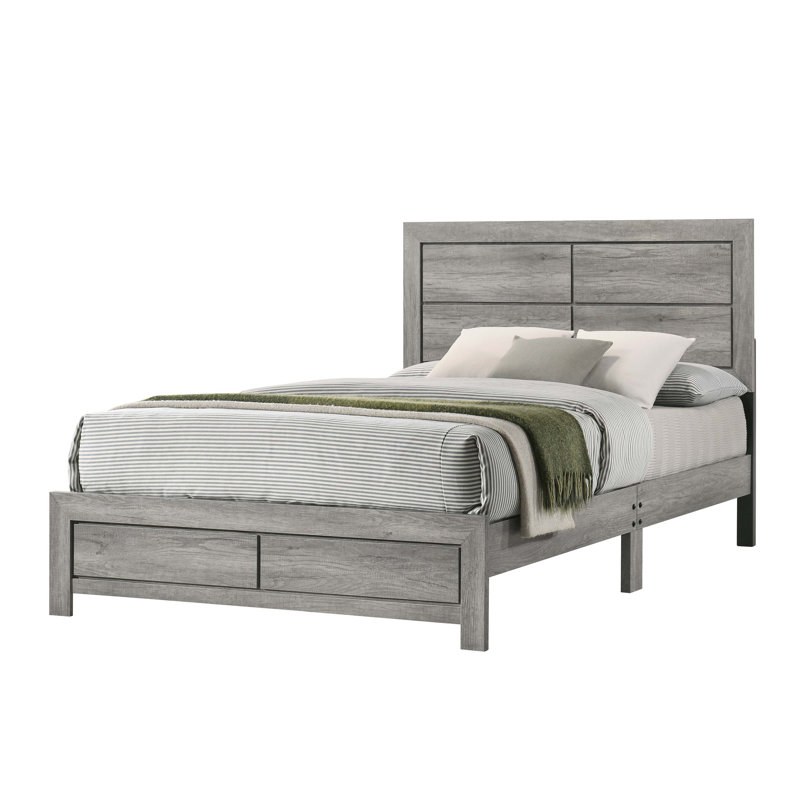 1pc Rustic Robust Platform Bed Clean-lined Headboard Wood Grain