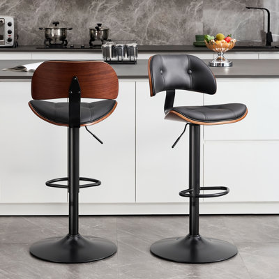 Swivel and  Adjustable Height Bar Stool with Footrest