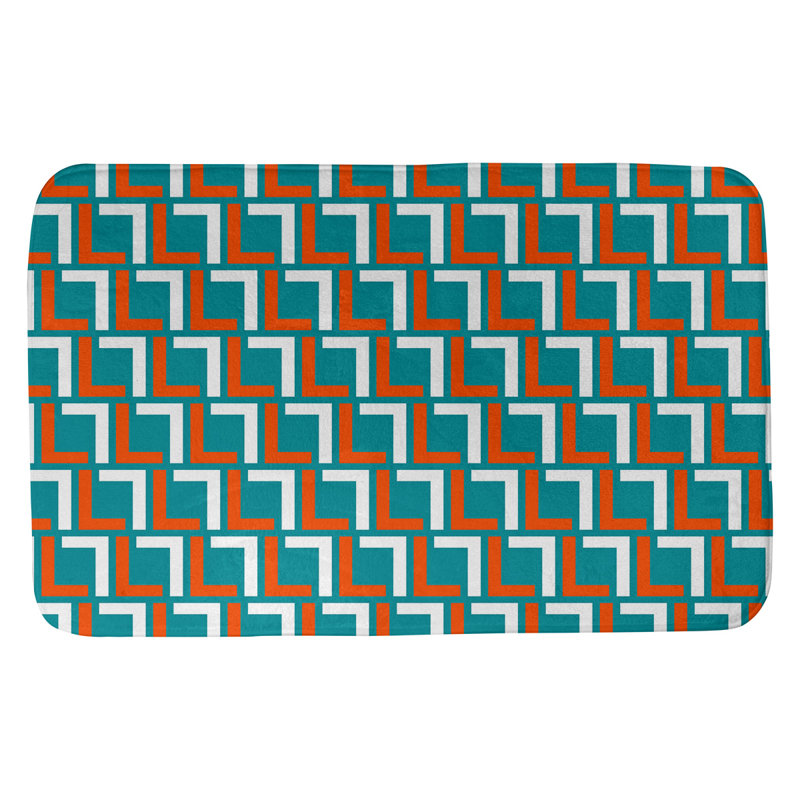 Tapis pour salle de bain Baltimore, l 17 po x L 24 po, Turquoise / orange / blanc