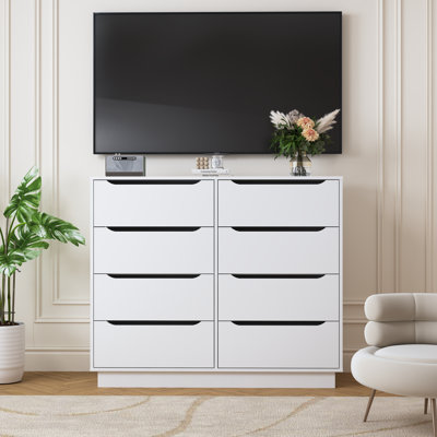 Multi-functional Wooden 8-Drawer Storage Dresser with Spacious Drawers for Home Organization