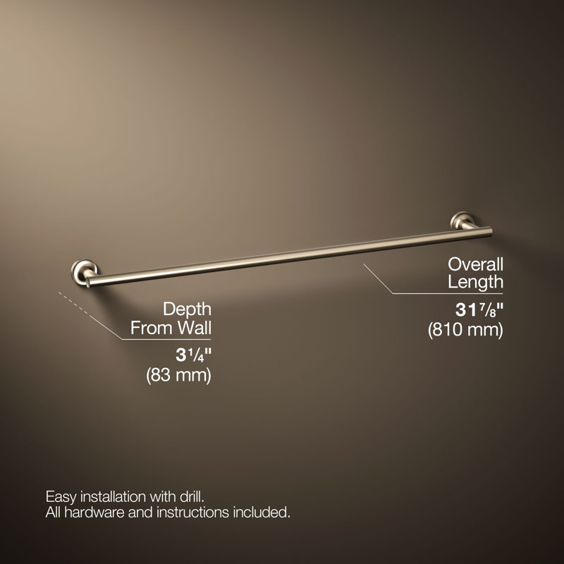 Purist 30" Wall Mounted Towel Bar, Vibrant Brushed Bronze, 1.88" H x 30" L x 3.25" D