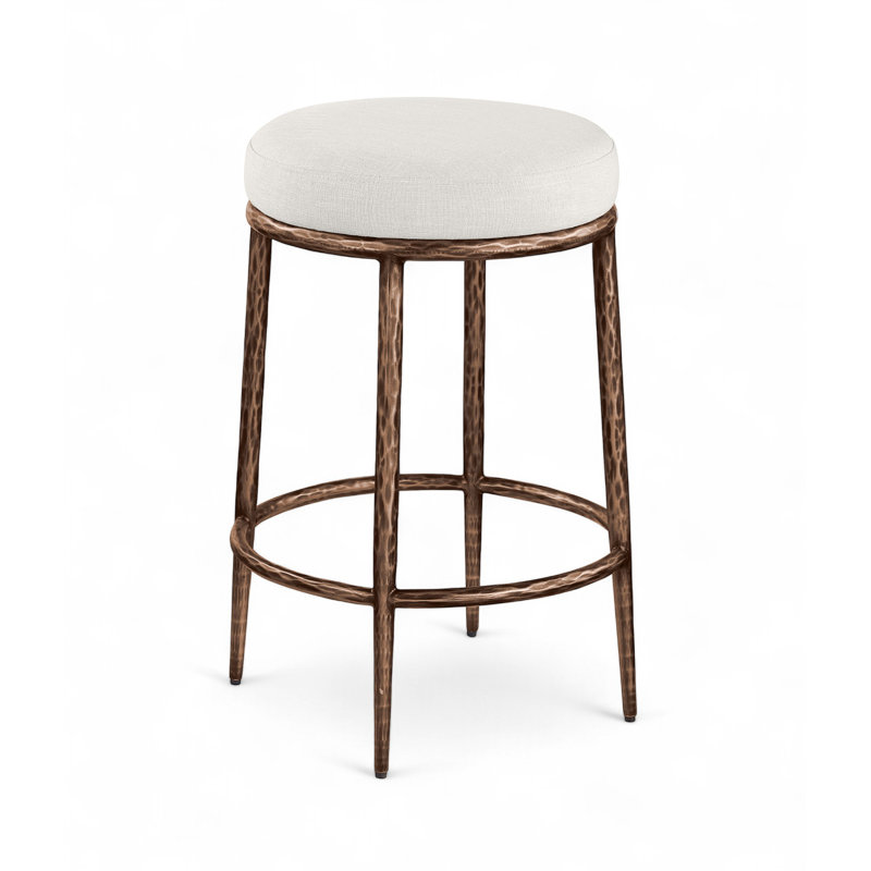 Tabouret de comptoir Ferro Hessle, Crème, Bronze