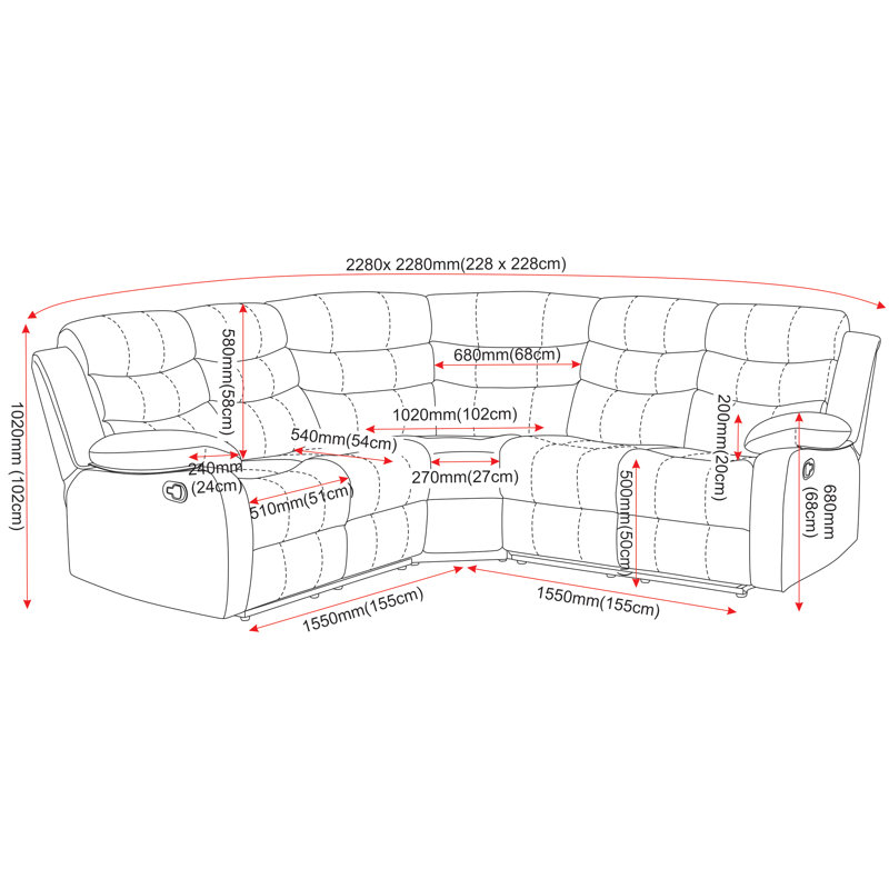 Sectional, Grey Upholstery