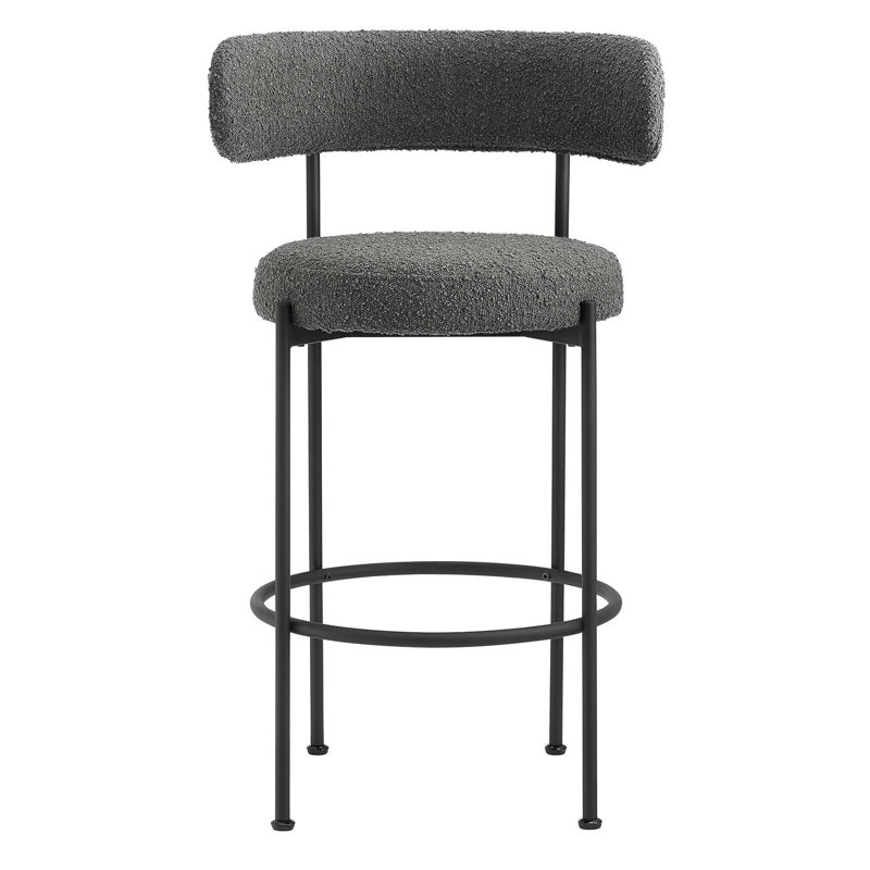 Modway Albie Stools - Set of 2, Black, Charcoal, Bar Stool (28.5" Seat Height)