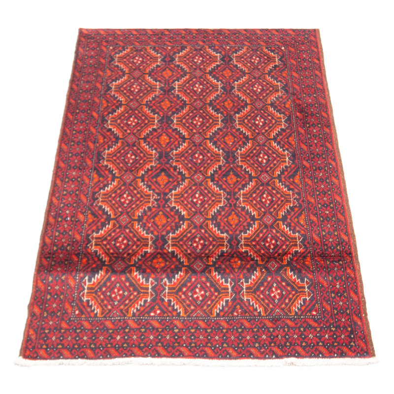 Tapis bleu marine foncé en laine noué à la main de conception unique 3 pi 3 po x 5 pi 10 po New Age