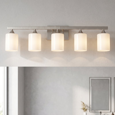 5-Light Brushed Nickel Silver Bathroom Vanity Light