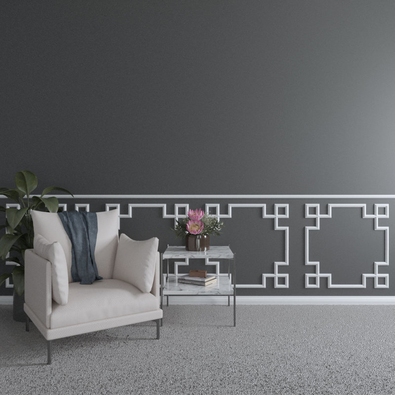 Primed White Polyurethane Wall Panel Moulding, 94.5 in