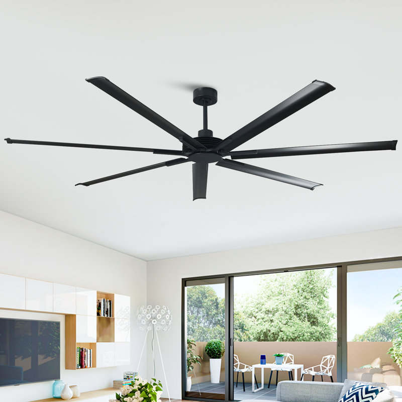 Ventilateur de plafond commercial extra large en aluminium de 100 po avec télécommande et ventilateur de plafond à 6 vitesses à courant continu sans lumière pour entrepôt / garage / atelier / salle de sport