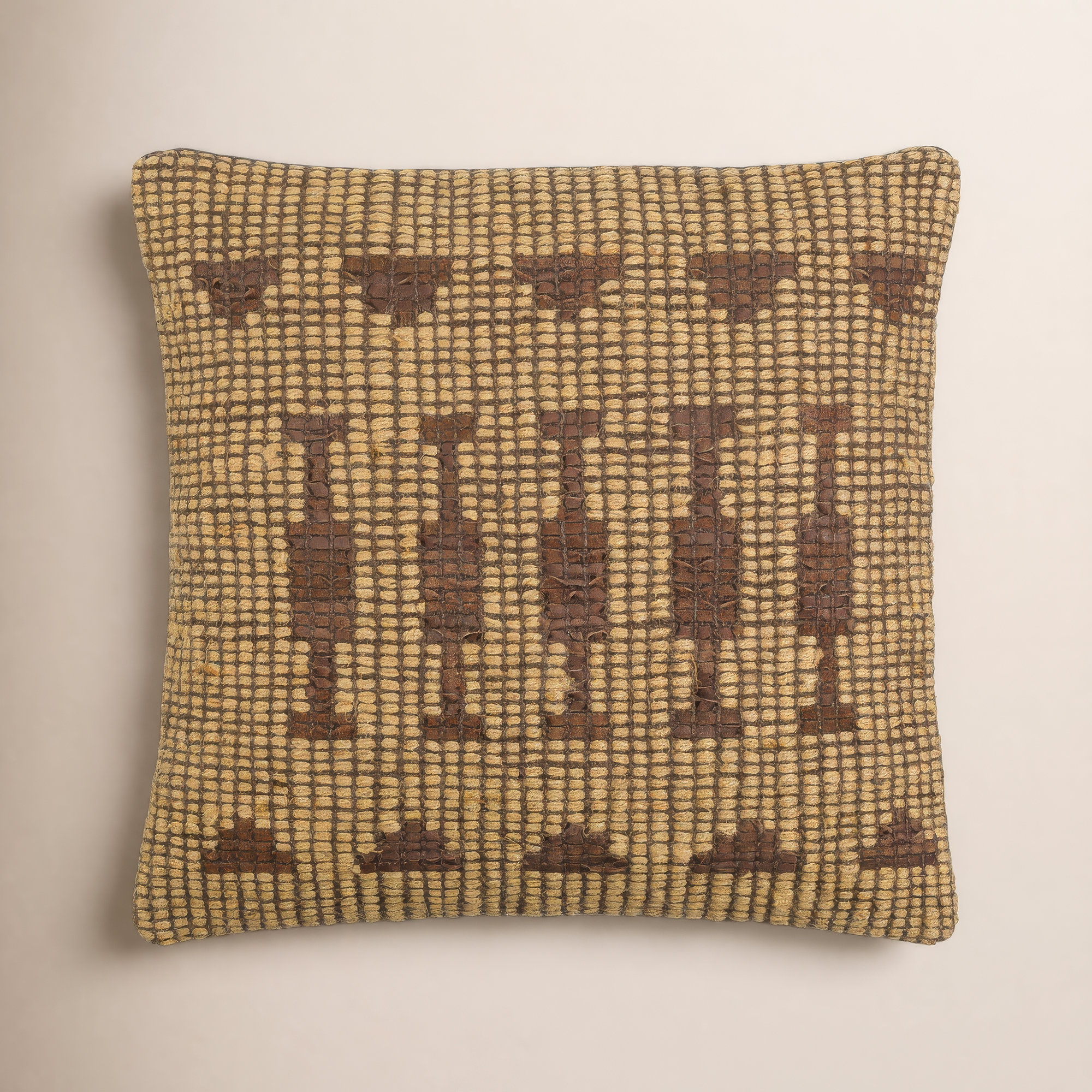 Twareg Geometric Jute / Sisal Pillow Cover, 18"H x 18"W