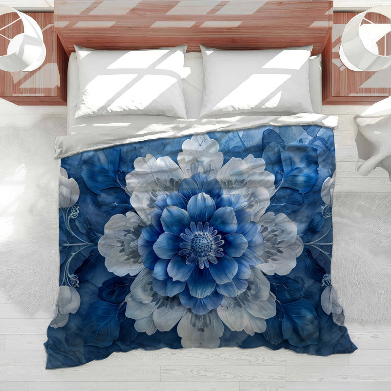 Édredon en mélange de coton à motif floral Botanical Illustration, Édredon simple très long