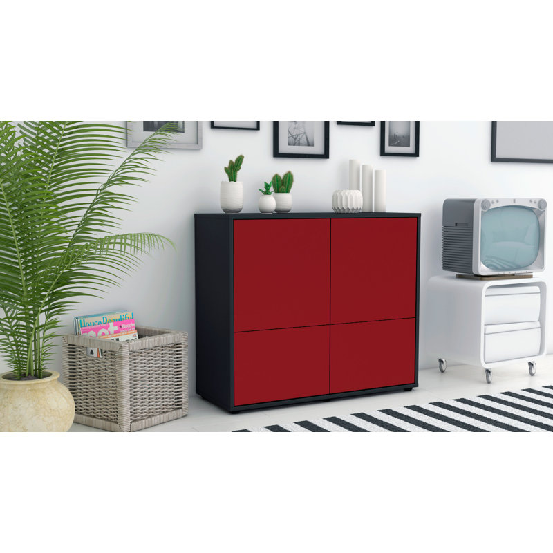 Potrero 92cm Sideboard, Anthracite/Red