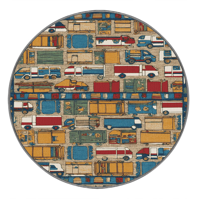 Machine Washable Transportation Gray Area Rug