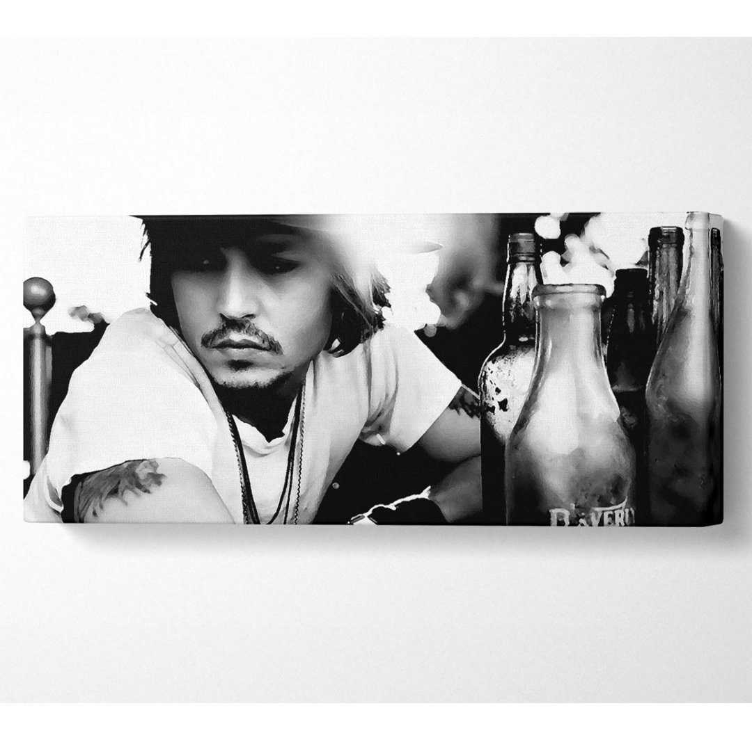 Johnny Depp Hut B N W - Kunstdrucke auf Segeltuch