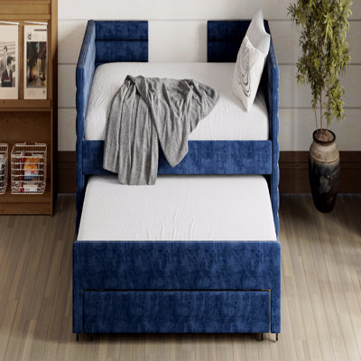 Lit de jour gigogne rembourré, lit simple et 3 tiroirs de rangement, canapé-lit en tissu de chenille pour chambre d'amis, salon, cadre de lit de jour moderne peu encombrant, aucun sommier nécessaire