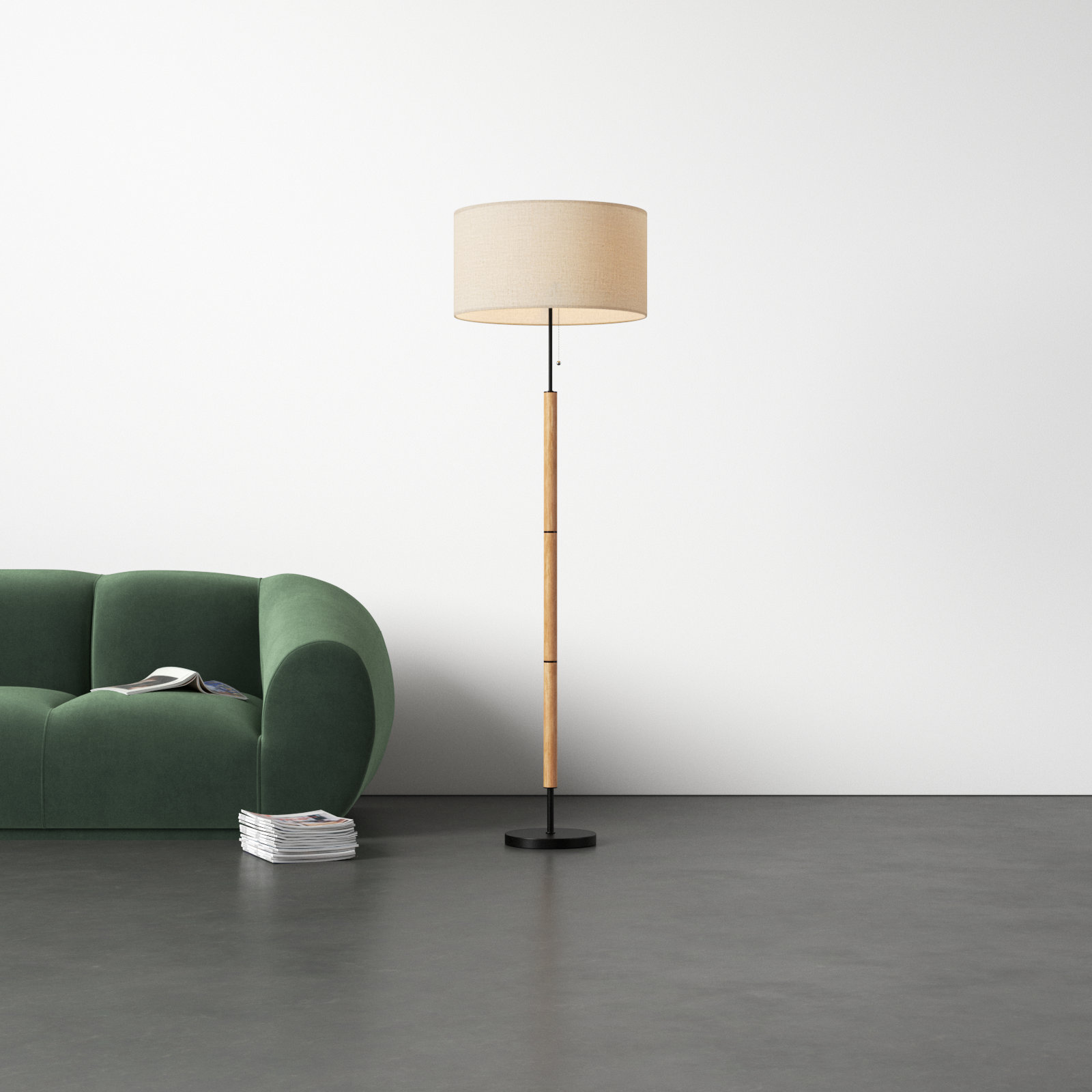 Fernando 65.5'' Floor Lamp, Brown/Black, White