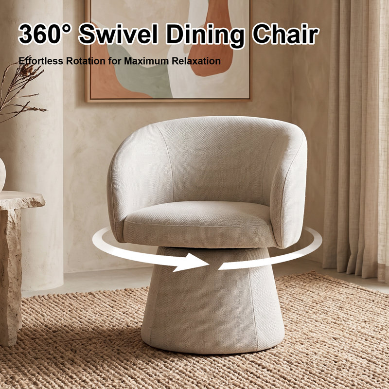 Akeylah 25" Wide Contemporary Chenille	Swivel Barrel Chair