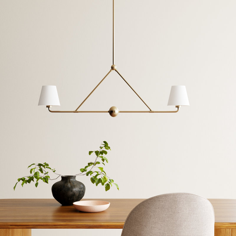 Kinston 2-Light Dimmable Linear Chandelier , White