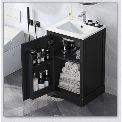 Meuble-lavabo de 20 pouces avec lavabo, porte à fermeture douce et tablette réglable pour les salles de bain modernes