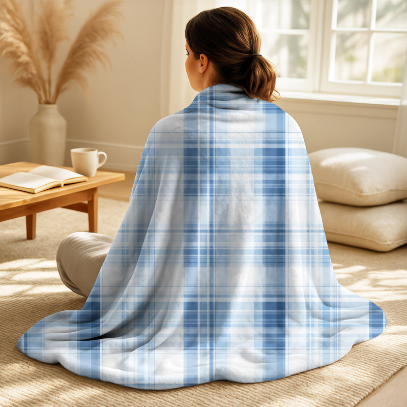 Plaid bleu brume - doudou bord de mer douillet moderne
