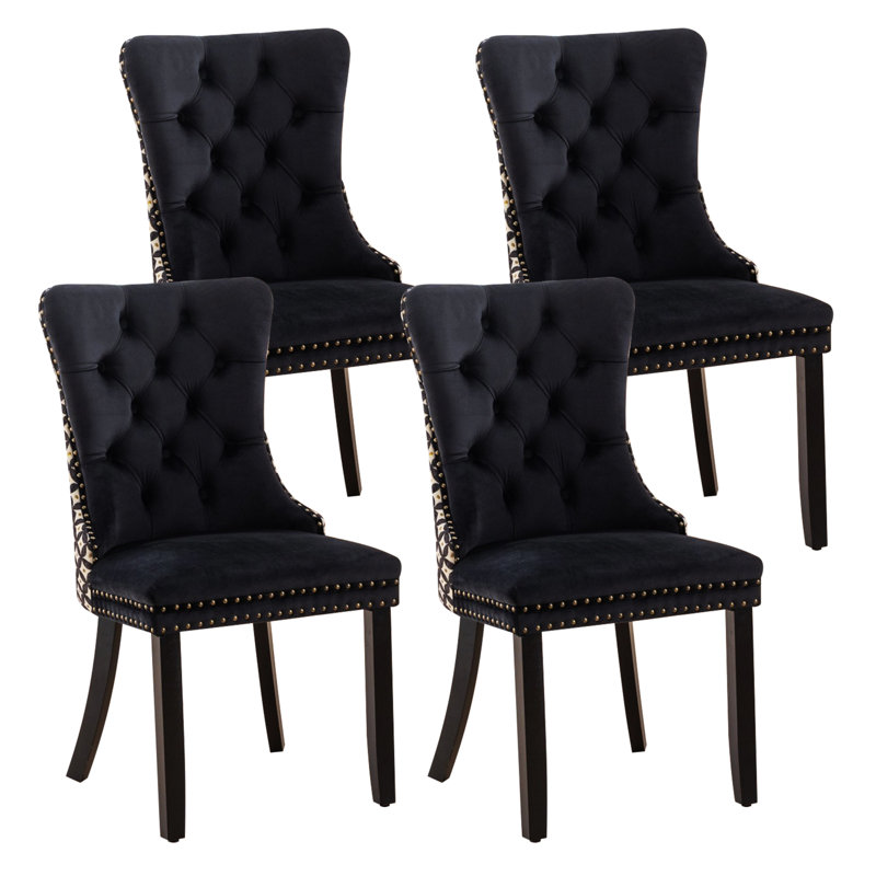 Chaises de salle à manger Kishaun, Noir / Beige