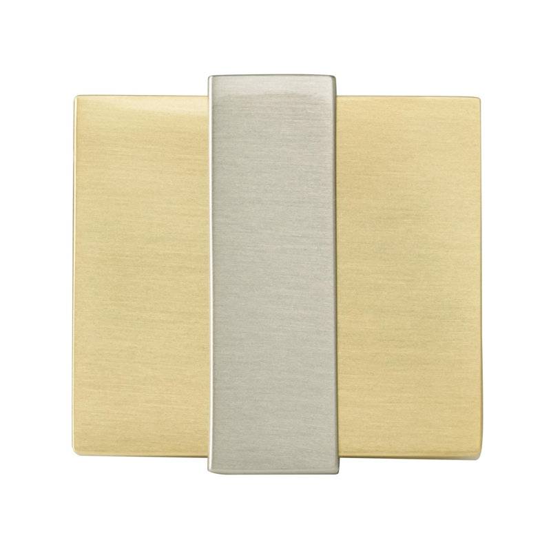 1-3/8" Brushed Gold and Satin Nickel Square Cabinet Knob