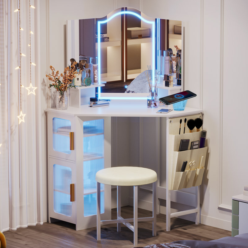 Brackmann Dressing Table with Mirror, White