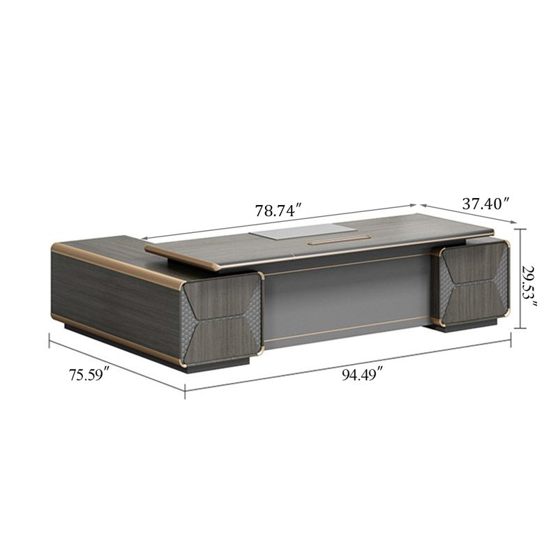 Bureau de bureau en L 94,49 po, H 29,53 po x l 94,49 po x P 75,59 po 