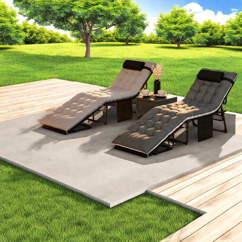 Ensemble de 2 chaises de patio réglables réglables, piscine en acier portable et moderne